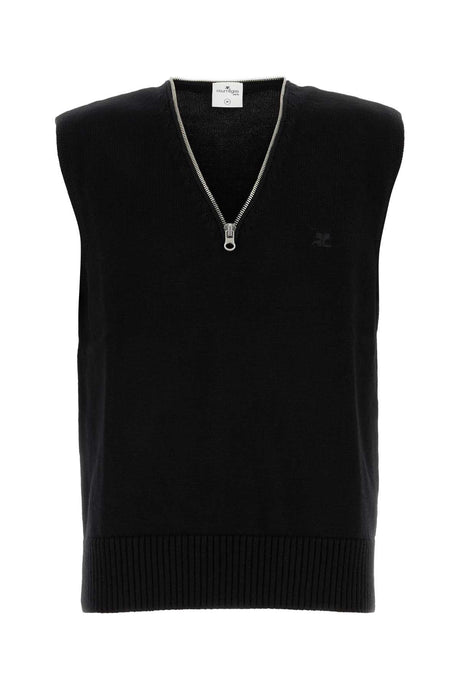 COURREGES Modern Black Wool Vest for Men