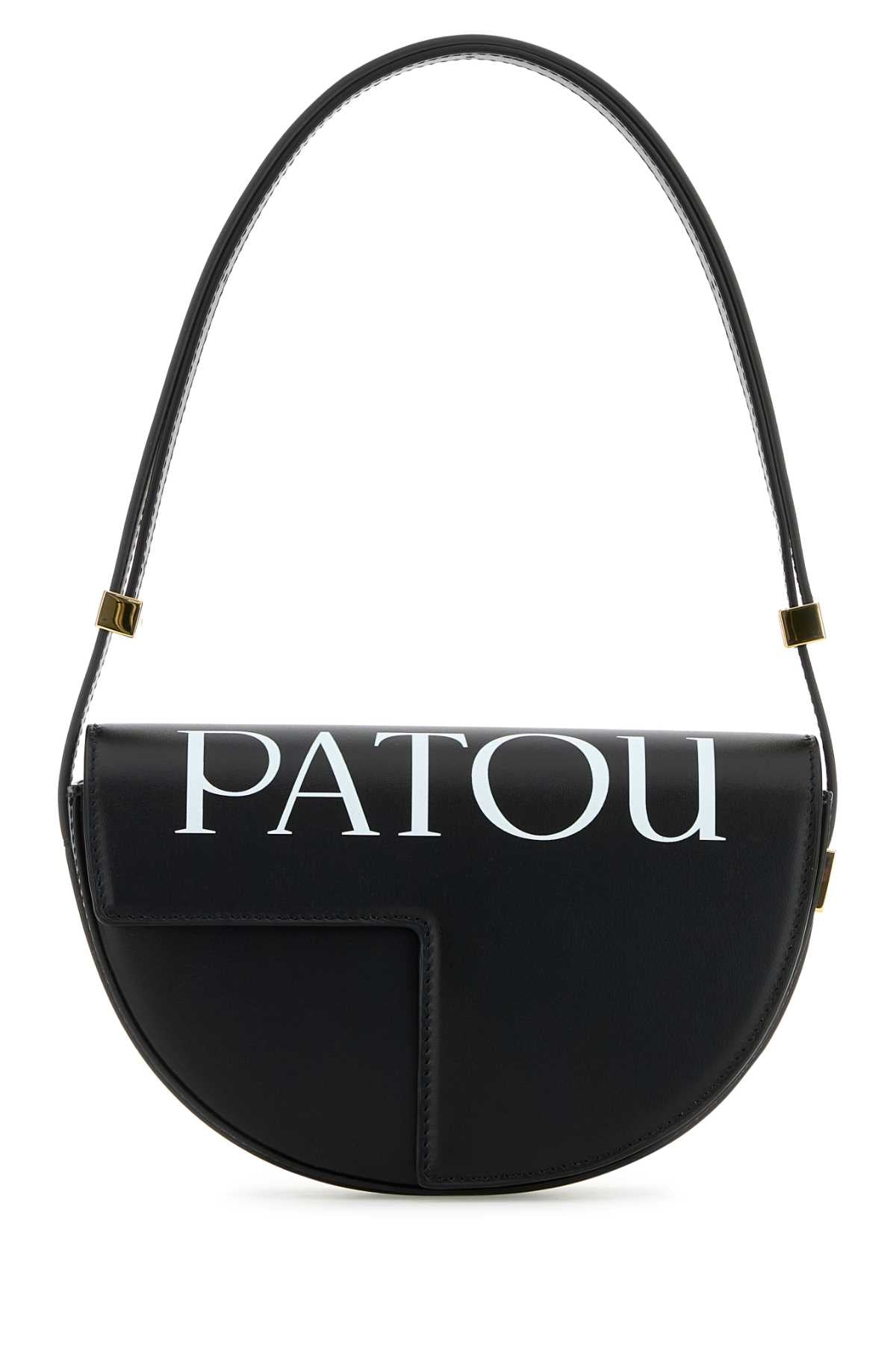 PATOU Mini Black Leather Shoulder Handbag