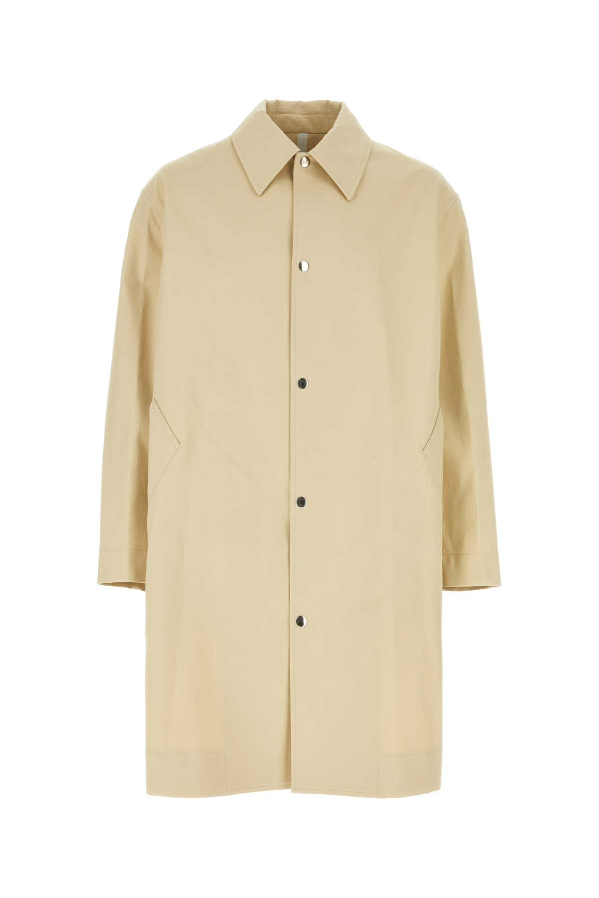 AMI Classic Beige Cotton Overcoat for Men