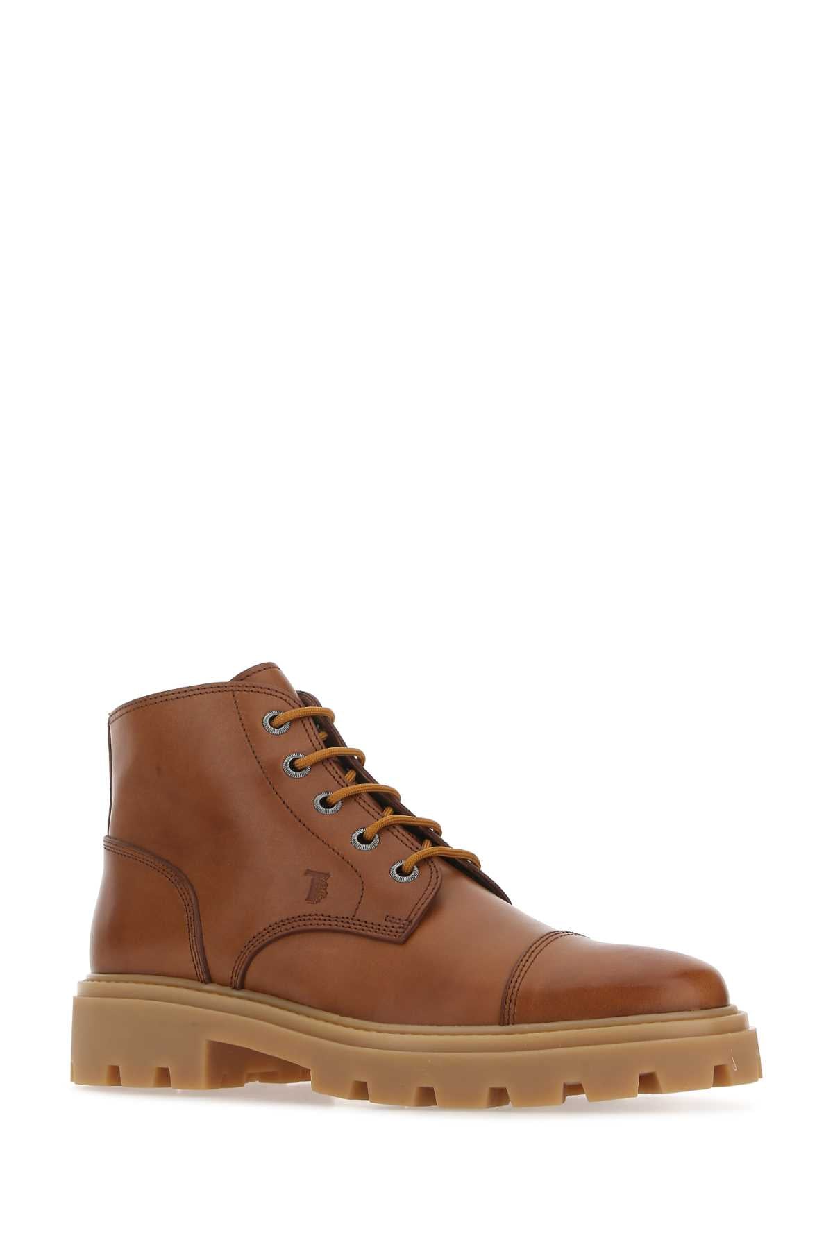 TOD'S Brown Leather Ankle Boots for Men