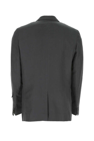 FENDI Dark Grey Linen Blend Blazer for Men - Effortless Style