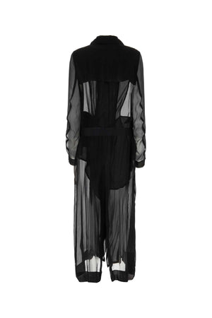 ANN DEMEULEMEESTER Chic Black Crepe Trench Jacket for Women