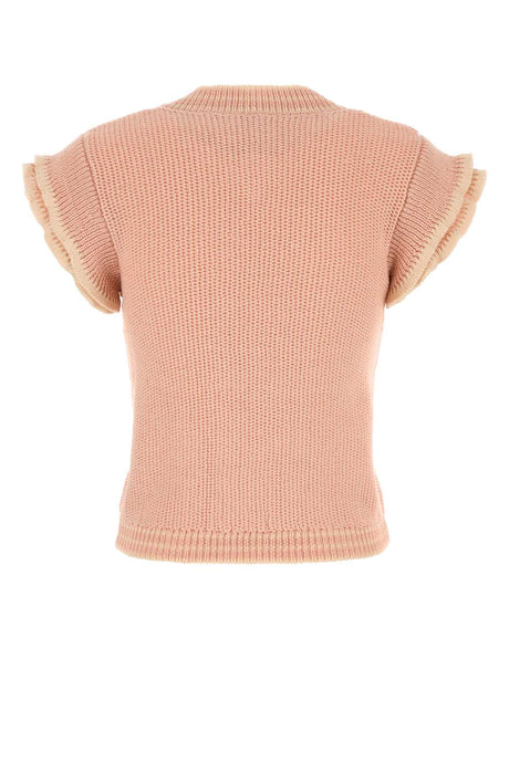 CHLOE Pastel Pink Wool Vest for Women - Mini Style