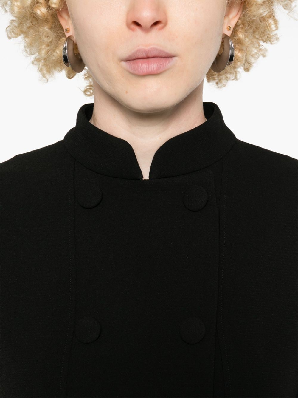 EMPORIO ARMANI Cropped Double-Breasted Crepe Jacket