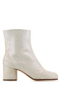 MAISON MARGIELA White Leather Tabi Ankle Boots with 6 cm Heel Height