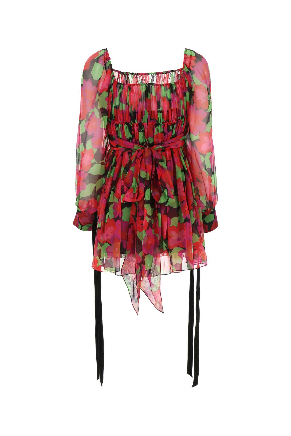 SAINT LAURENT Floral Silk Mini Dress