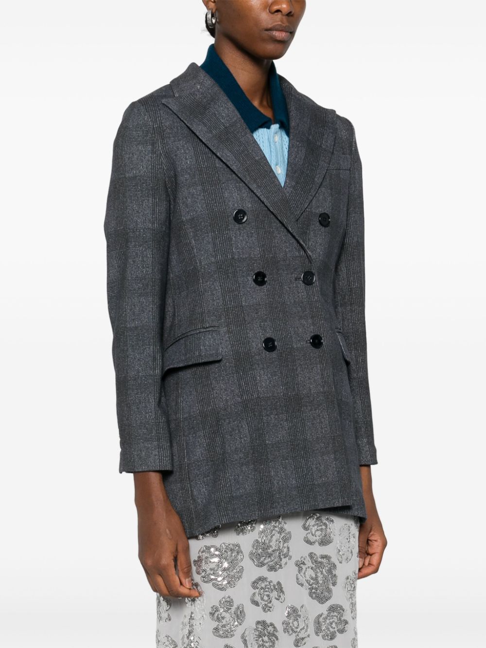 CIRCOLO 1901 Double-Breasted Check Pattern Jacket for Women