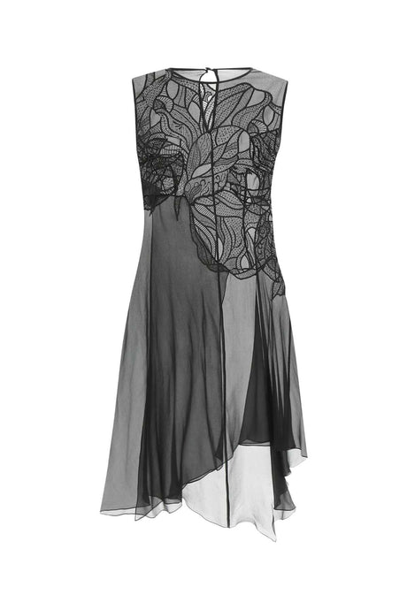 ALBERTA FERRETTI Elegant Black Mesh and Lace Blouse