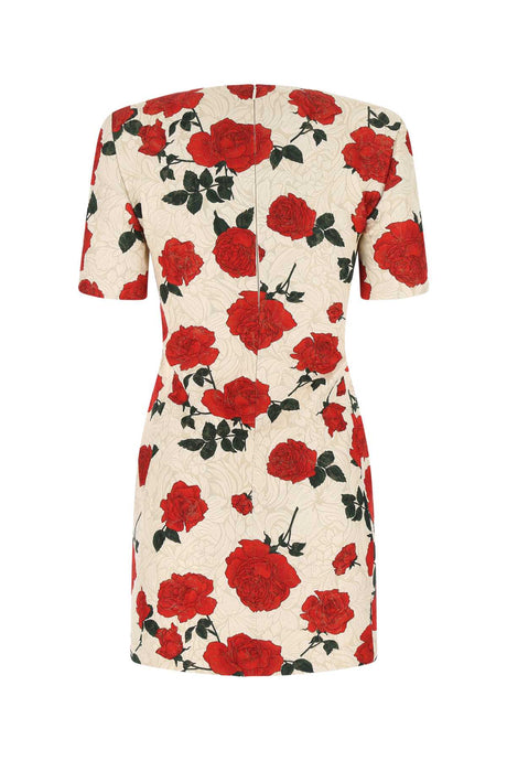 SAINT LAURENT Floral Embroidered Silk Blend Mini Dress