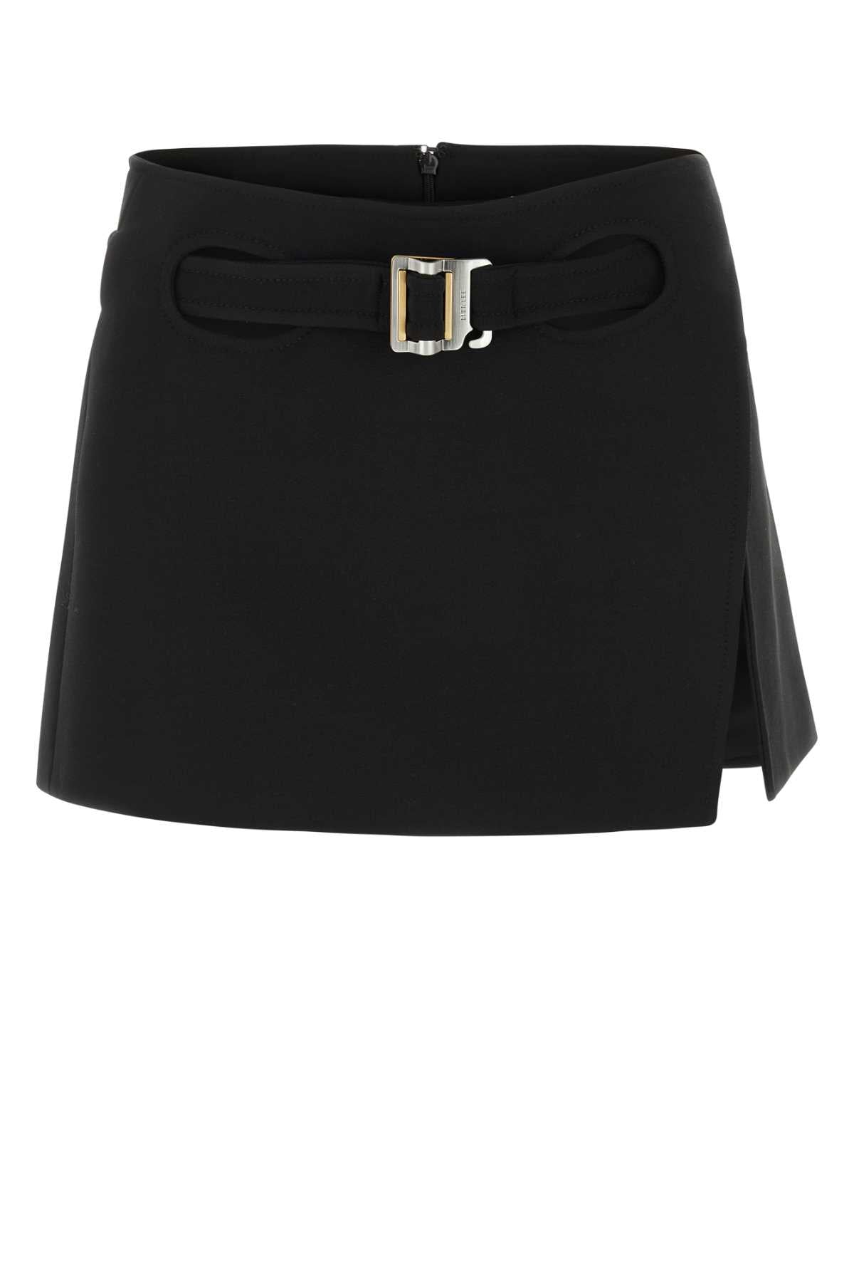 DION LEE Chic Black Stretch Twill Mini Skirt