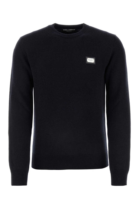 DOLCE & GABBANA Midnight Blue Wool Blend Sweater for Men