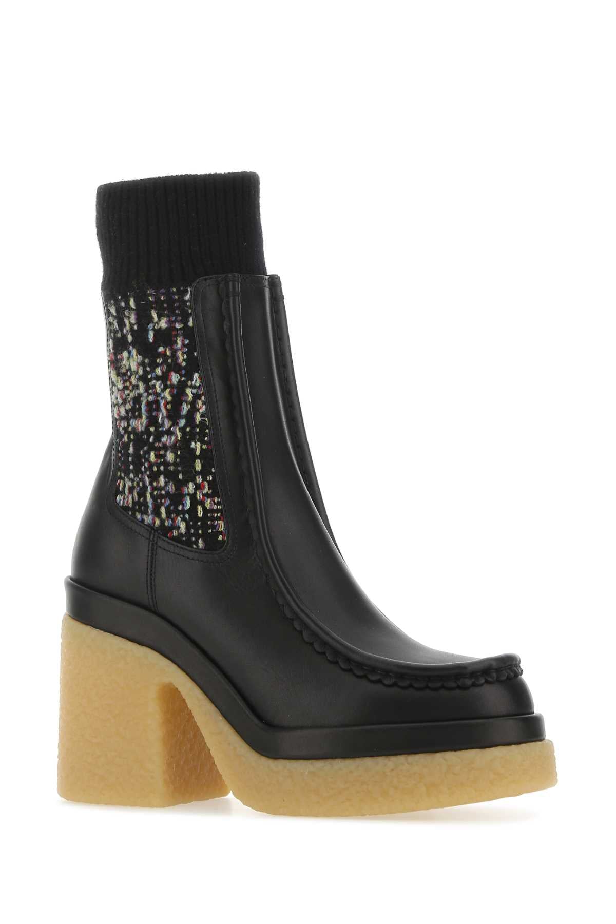 CHLOE Stylish Leather Ankle Boots with 9 cm Heel Height