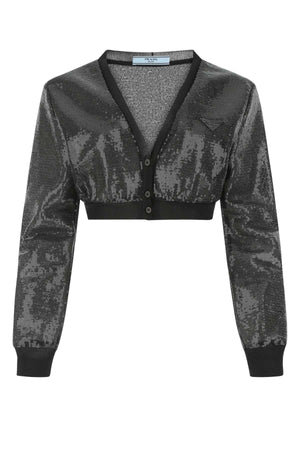 PRADA Glamorous Black Sequins Cardigan for Women