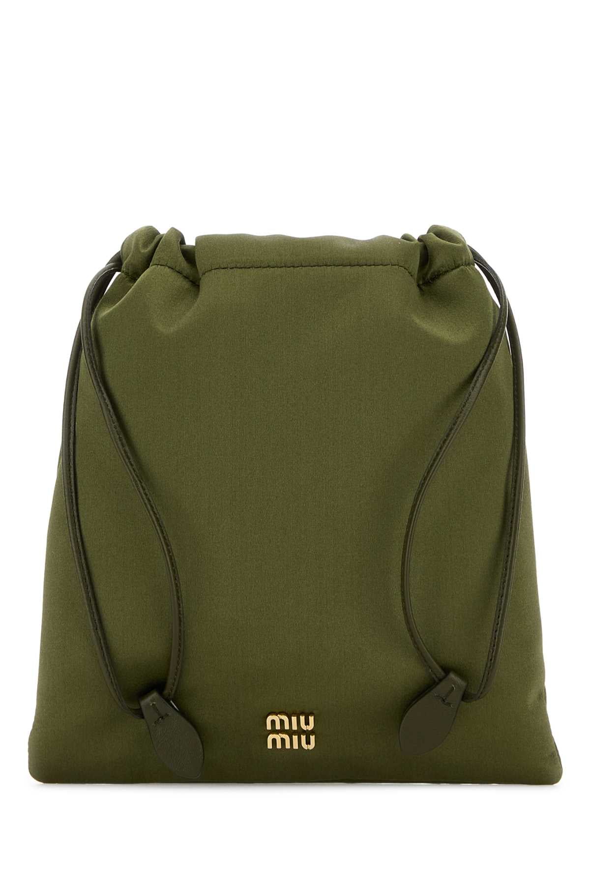 MIU MIU Mini Khaki Satin Pouch Handbag