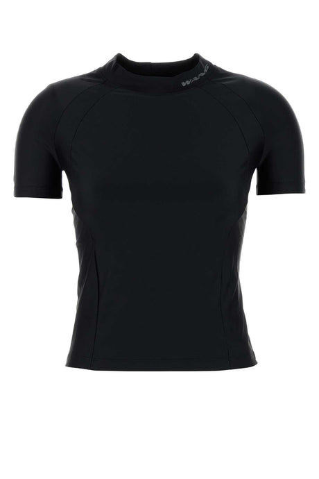 T BY ALEXANDER WANG Black Stretch Nylon T-Shirt