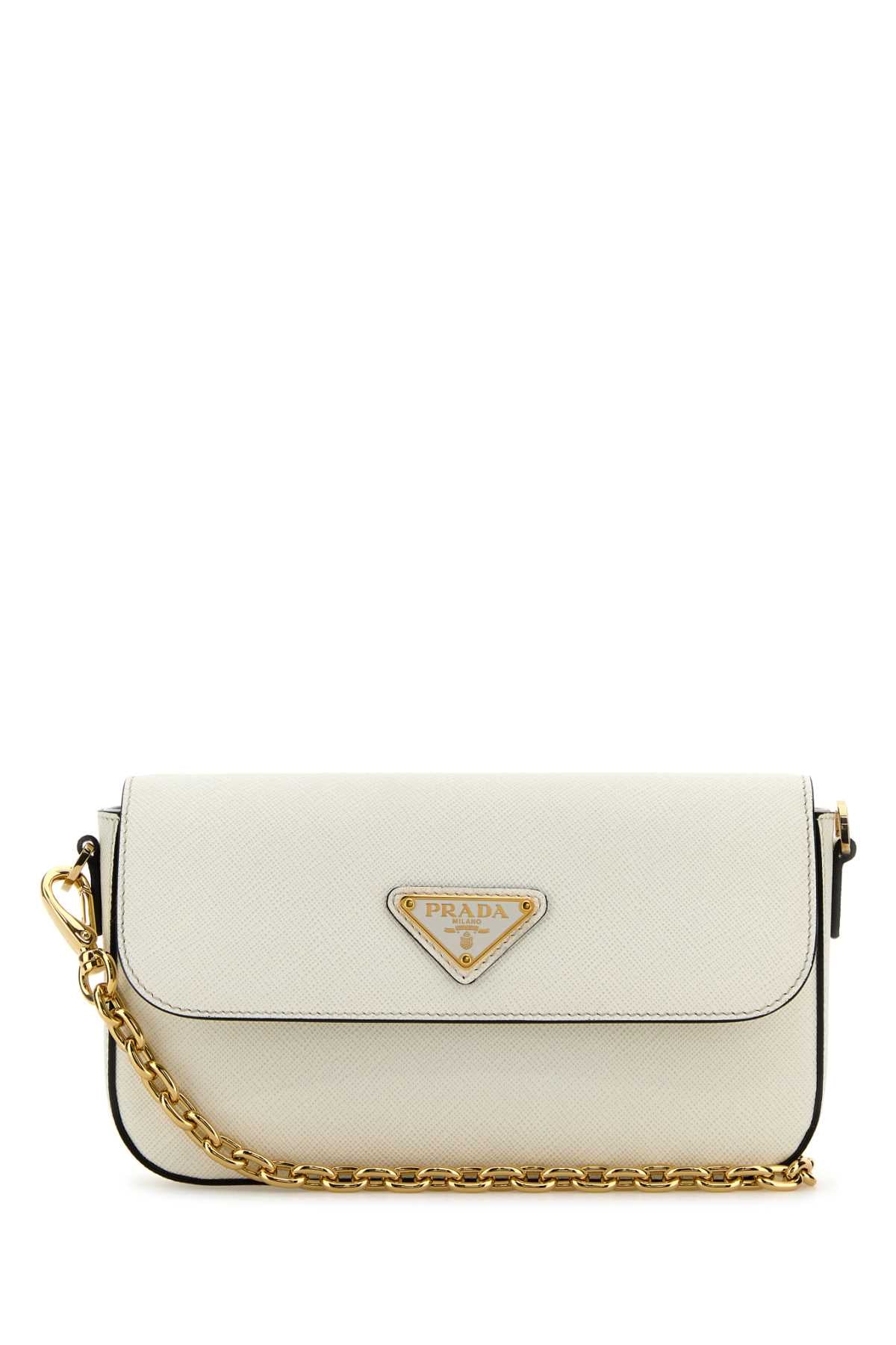 PRADA Mini White Leather Crossbody Handbag