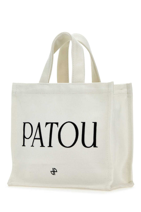 PATOU Mini White Cotton Shopping Handbag