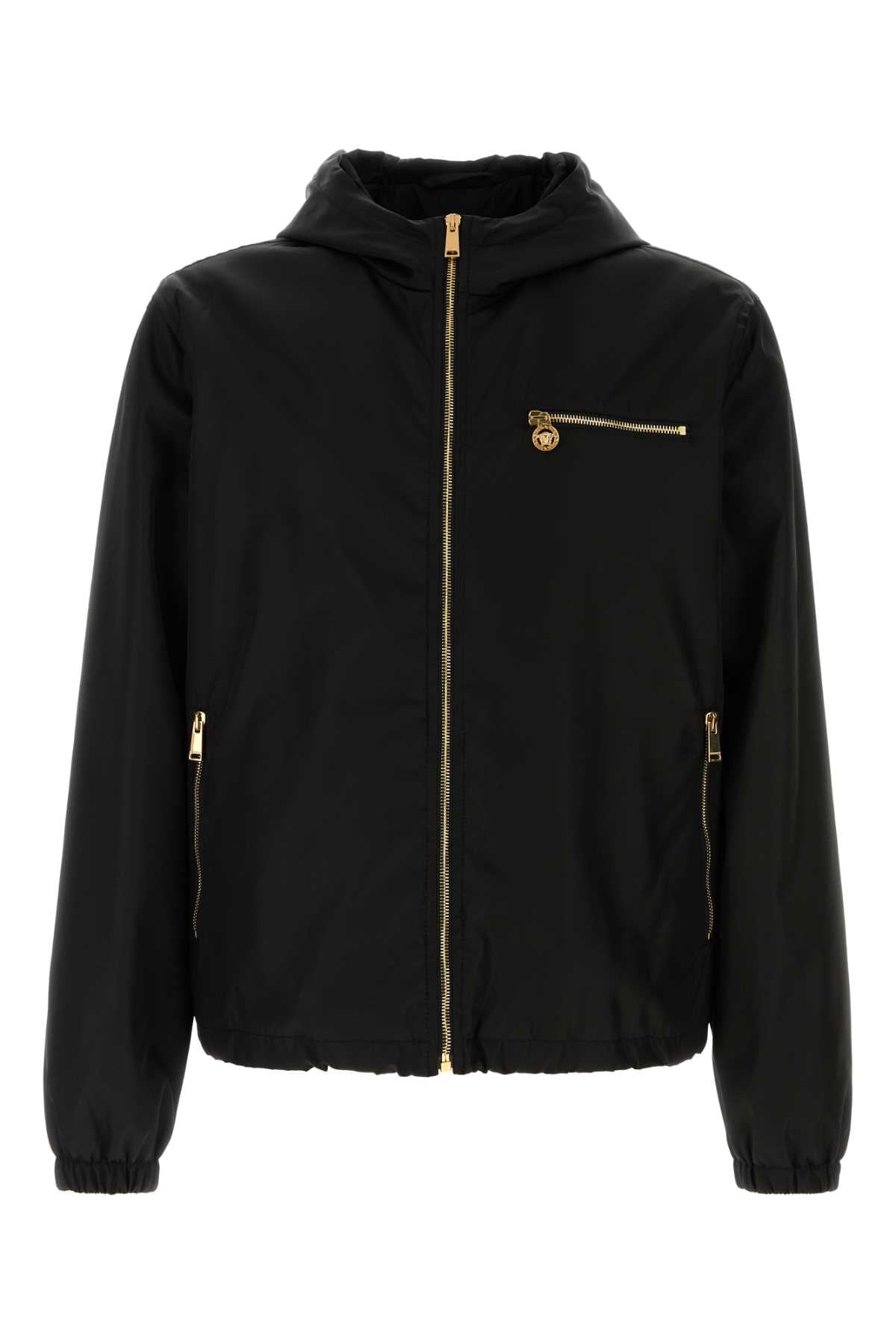 VERSACE Sleek Black Nylon Jacket for Men