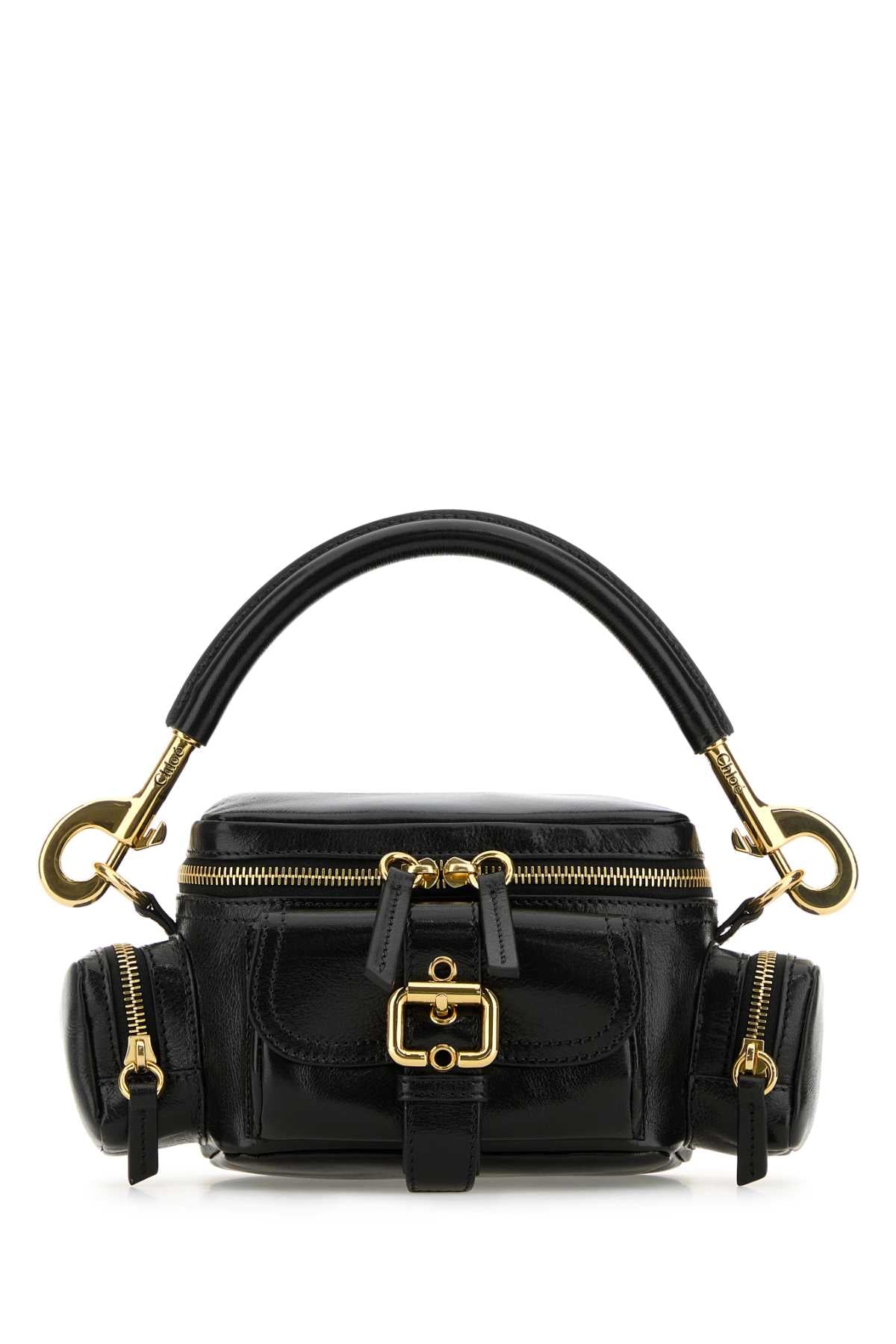 CHLOE Sophisticated Mini Black Leather Camera Handbag