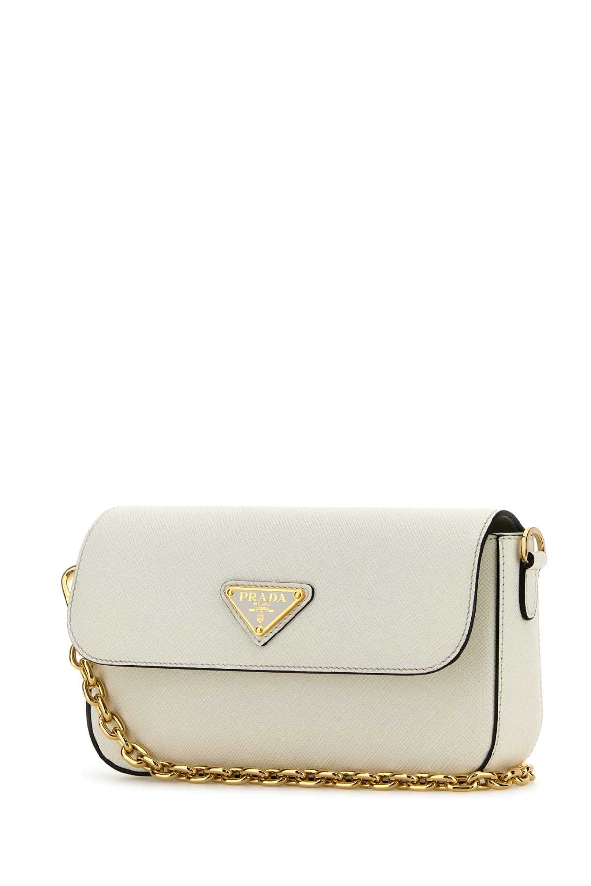 PRADA Mini White Leather Crossbody Handbag