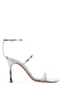 AMINA MUADDI Elevated Silver Leather Maya Sandals with 9.5 cm Heel