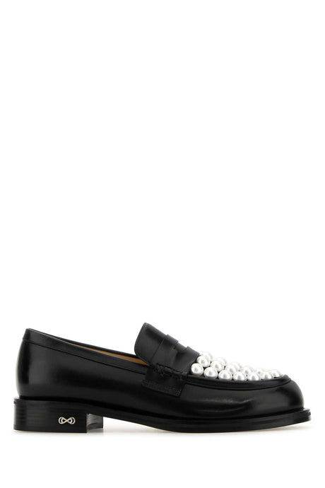 MACH&MACH Chic Black Leather Sirene Loafers