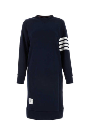 THOM BROWNE Navy Blue Cotton T-Shirt Dress for Women