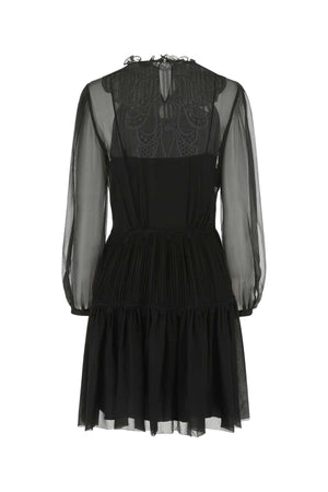 ALBERTA FERRETTI Elegant Black Chiffon Mini Dress for Women