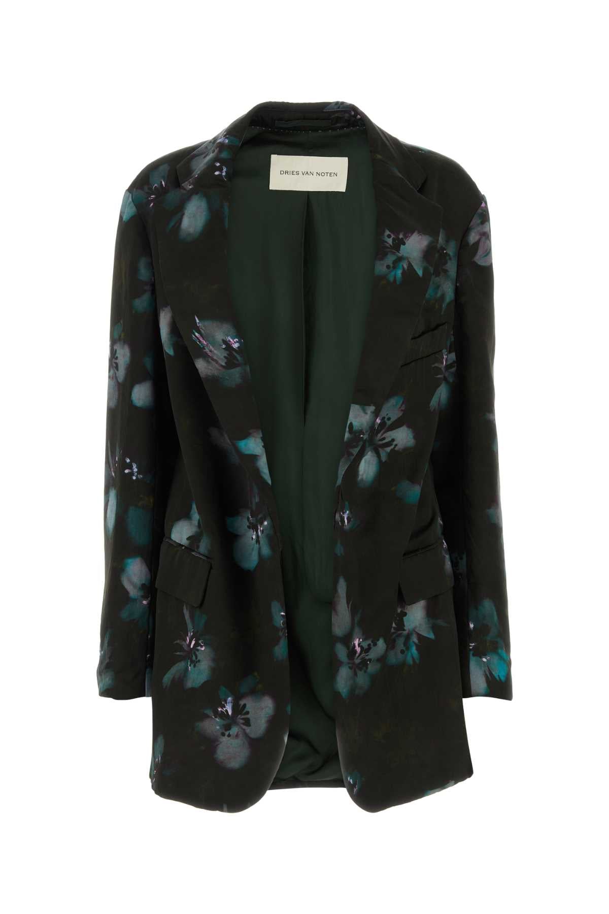 DRIES VAN NOTEN Printed Satin Blazer