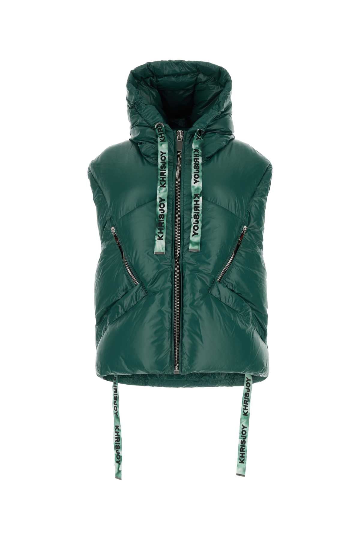 KHRISJOY Sleeveless Shiny Puff Down Jacket