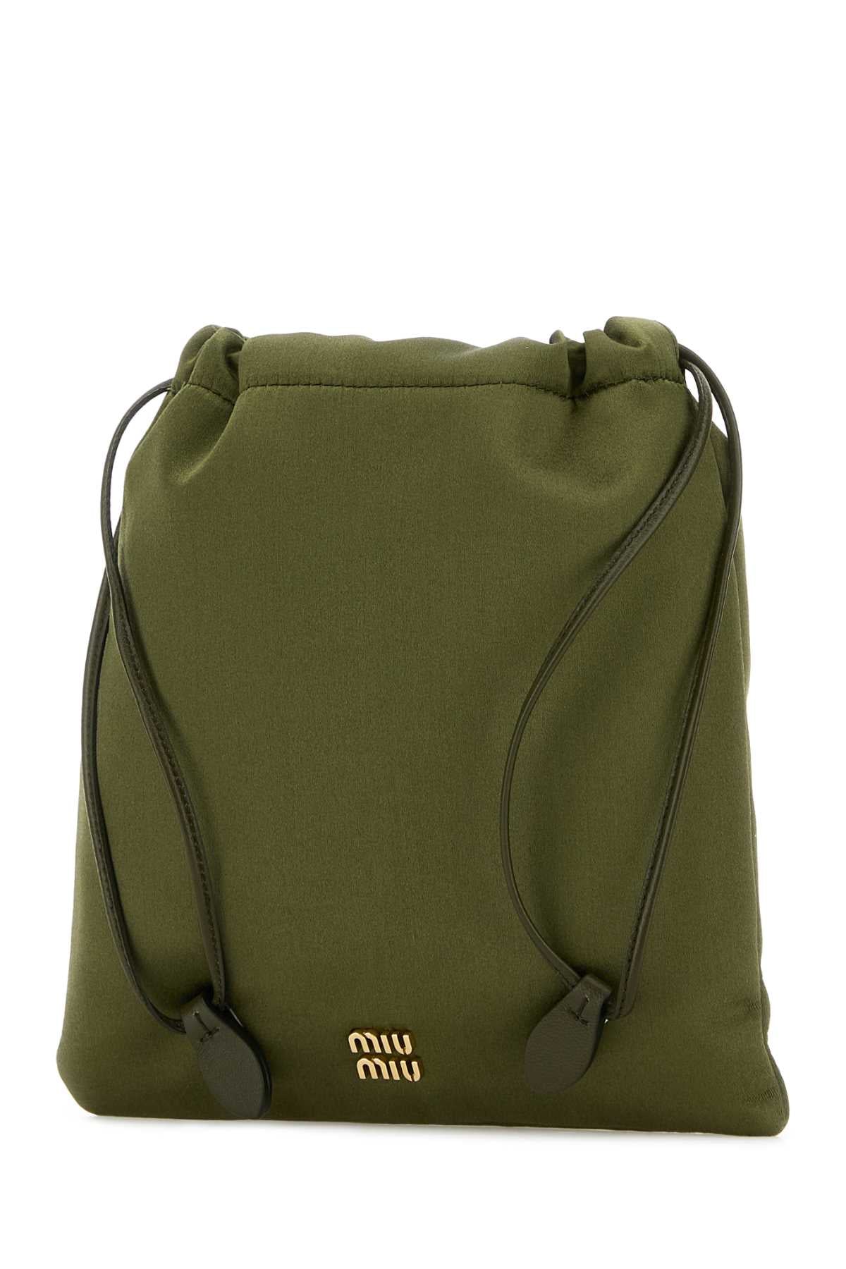 MIU MIU Mini Khaki Satin Pouch Handbag