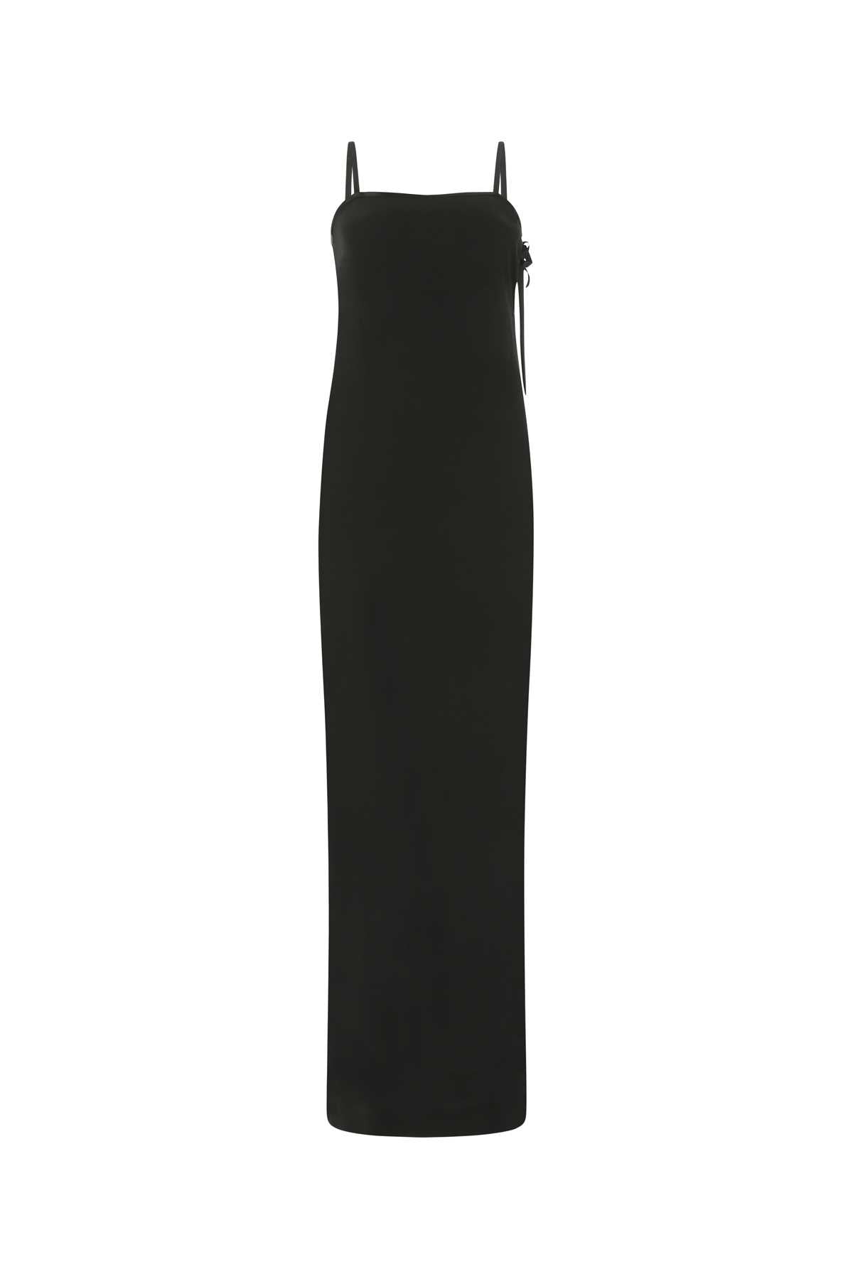 SAINT LAURENT Elegant Black Long Crepe Dress