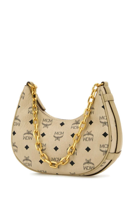 MCM Mini Printed Canvas Crescent Shoulder Handbag