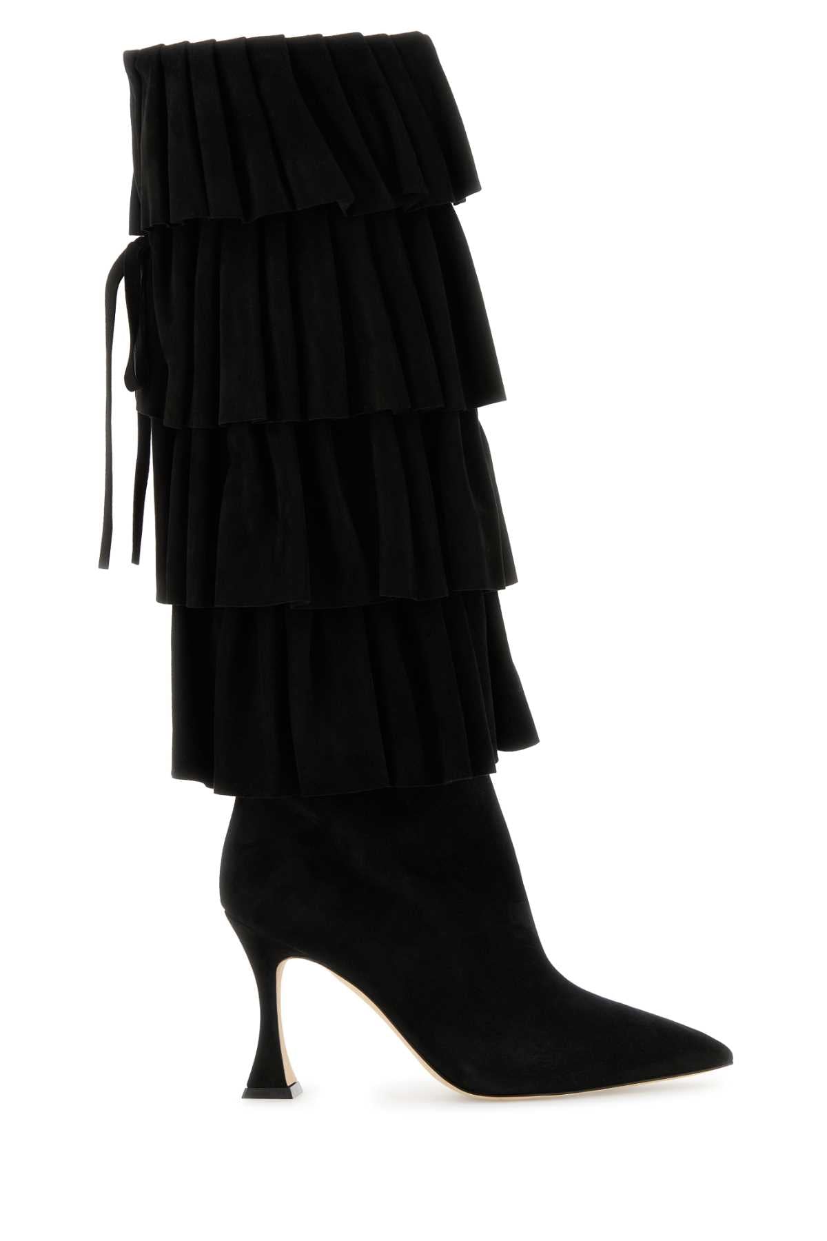 MANOLO BLAHNIK Elevate Your Style with Chic Suede Miralone Boots - 9 cm Heel