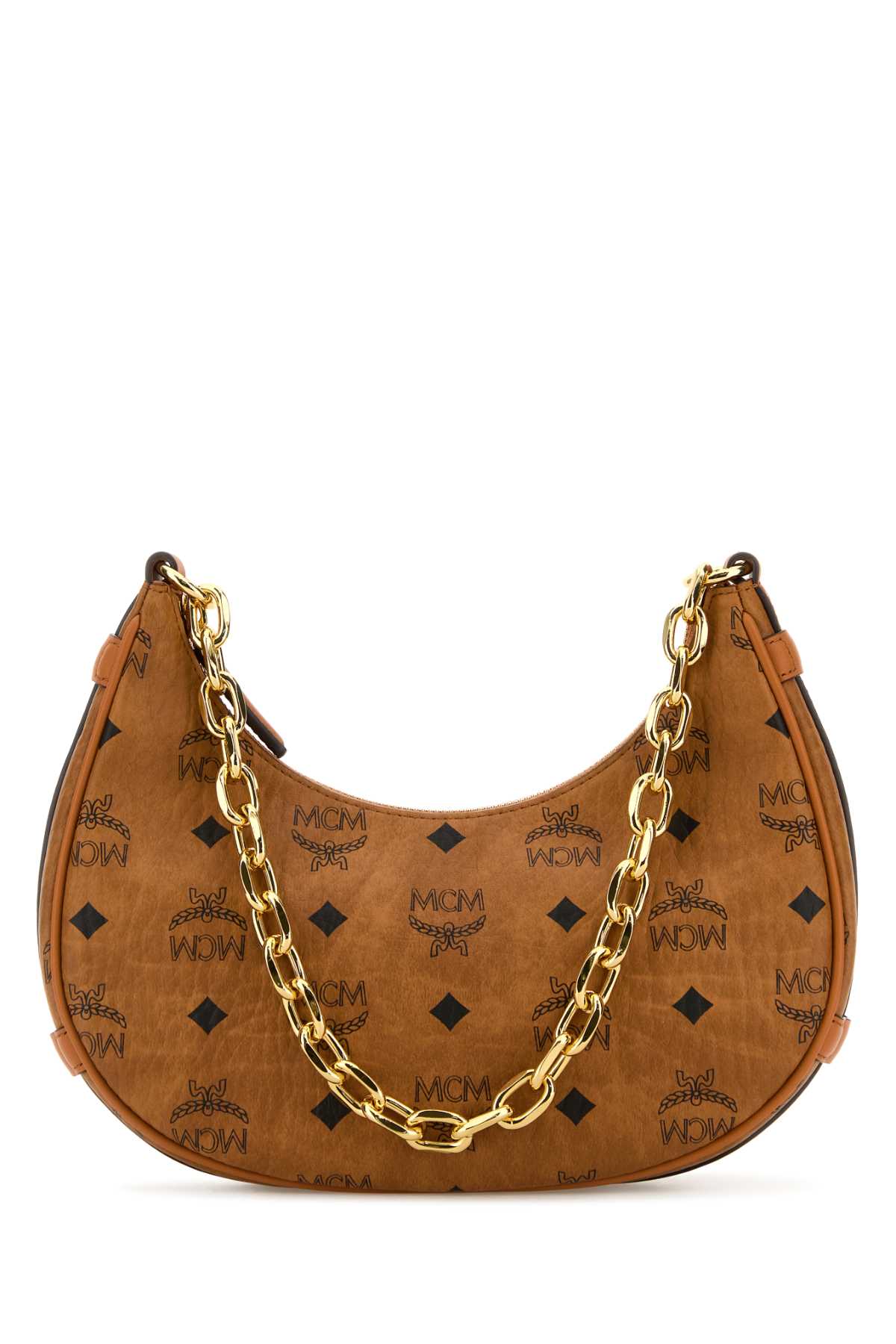 MCM Mini Printed Canvas Crescent Shoulder Handbag