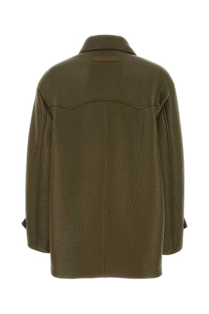 MIU MIU Chic Army Green Nappa Leather Jacket