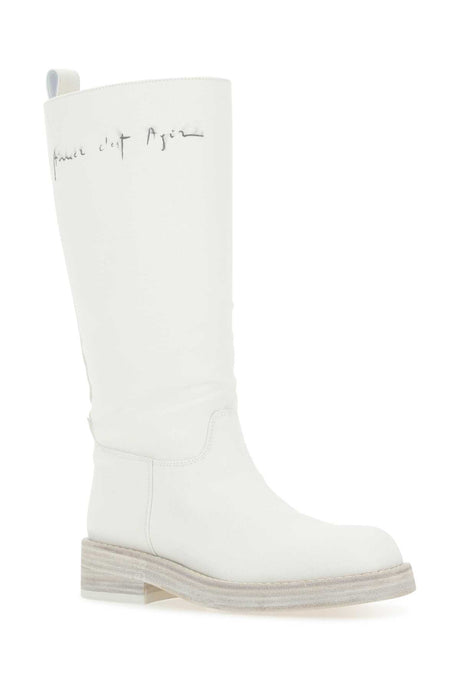 ANN DEMEULEMEESTER Ivory Canvas Jose Boots for Women