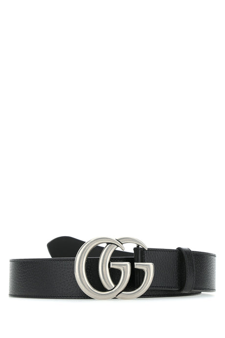 GUCCI Classic Black Leather Belt - 4 cm Height