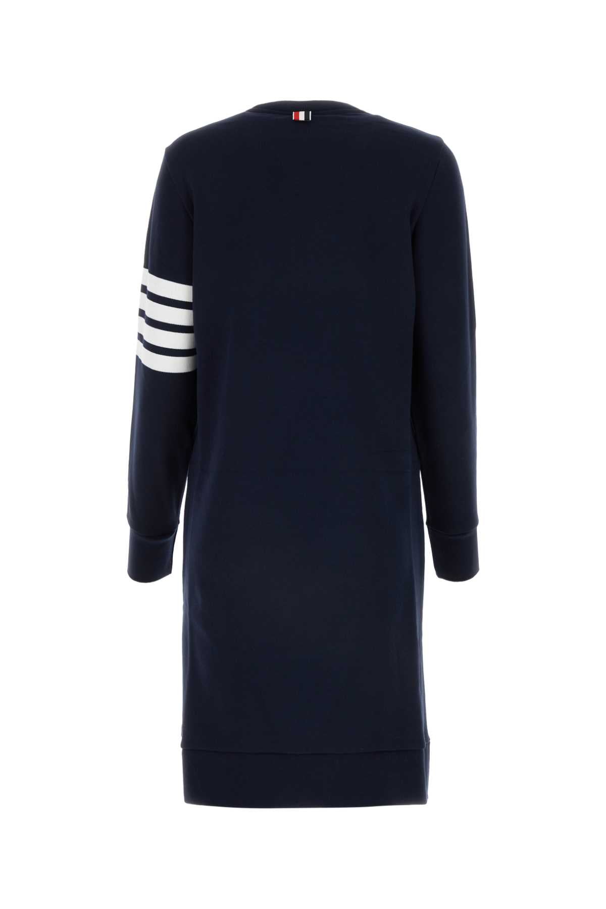 THOM BROWNE Navy Blue Cotton T-Shirt Dress for Women