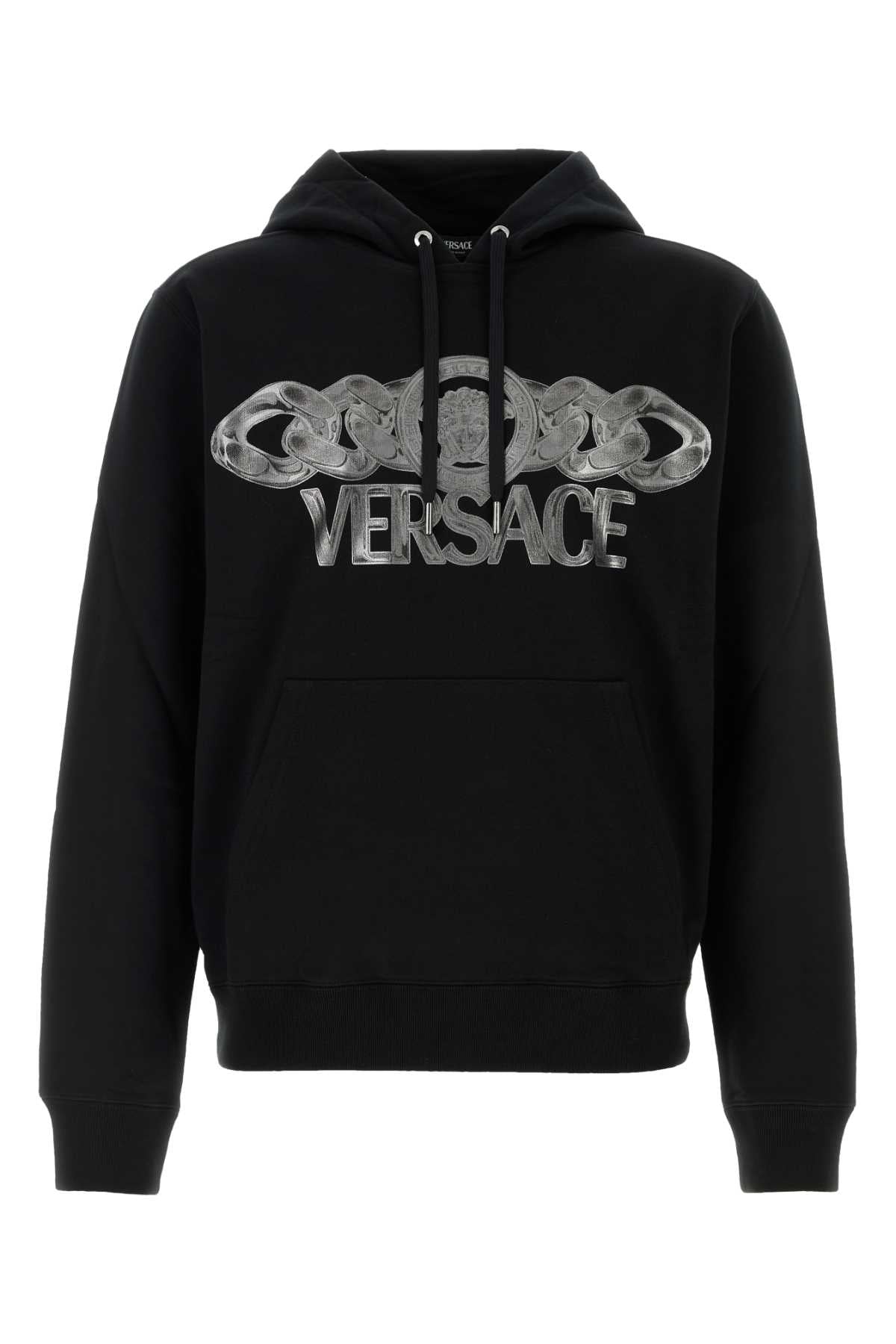 VERSACE Classic Black Cotton Sweatshirt for Men