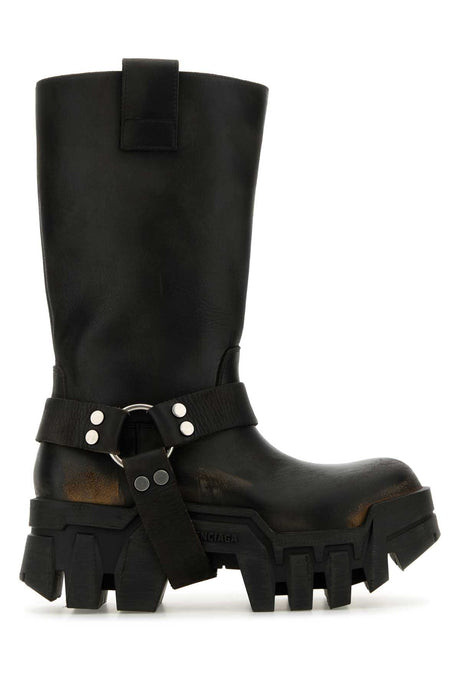 BALENCIAGA Elevated Leather Bulldozer Boots - 8 cm Sole Height