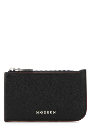 ALEXANDER MCQUEEN Mini Black Leather Card Holder