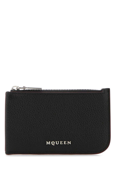 ALEXANDER MCQUEEN Mini Black Leather Card Holder