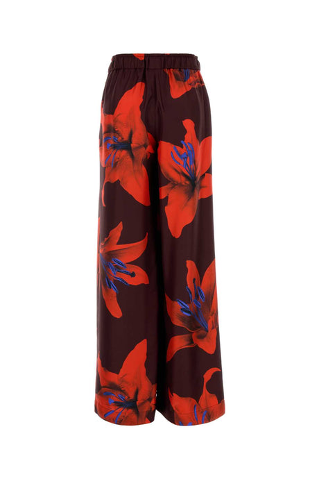 ALEXANDER MCQUEEN Floral Printed Wide-Leg Satin Pants