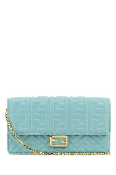 FENDI Mini Light Blue Nappa Leather Baguette Wallet