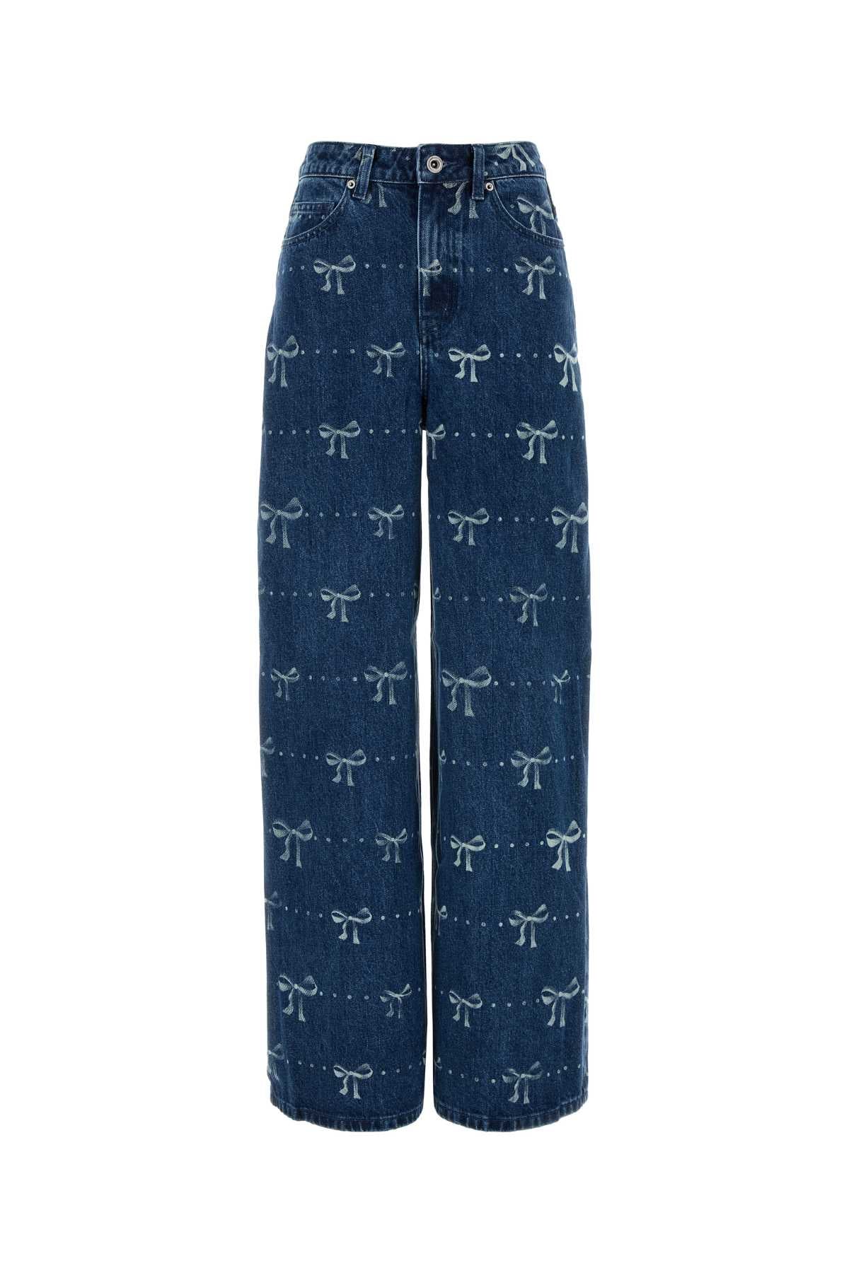 SELF PORTRAIT Printed Wide-Leg Jeans