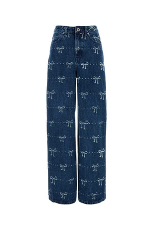 SELF PORTRAIT Printed Wide-Leg Jeans