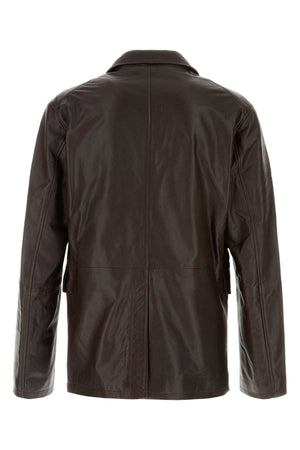 AMI Classic Chocolate Leather Blazer