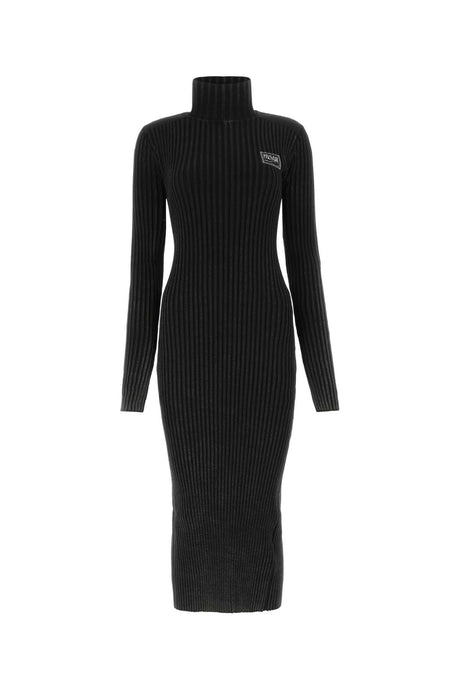 VERSACE JEANS Chic Black Cotton Blend Long Dress for Women