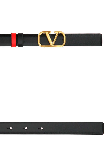 VALENTINO GARAVANI Signature Black Leather VLogo Belt - 2 cm Height